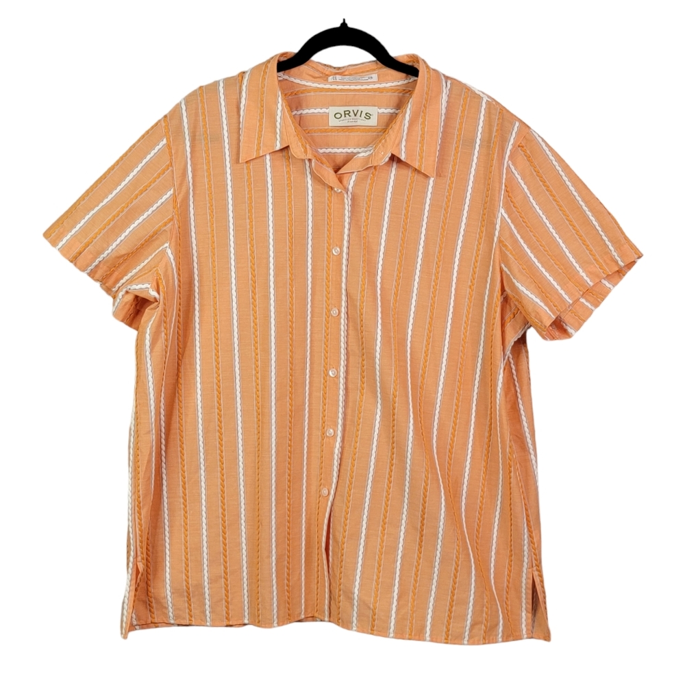 Orvis Vintage 80's 90's 3D Raised Stripped Button Down Outdoorsy Shirt Size 28